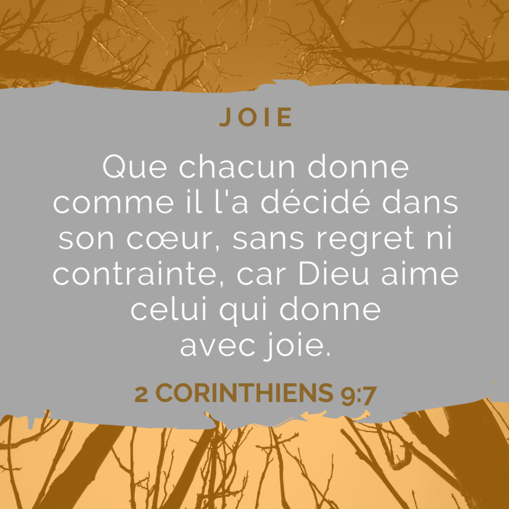Que chacune donne avec joie